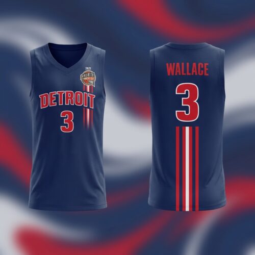 Custom Printed Ben Wallace Detroit Pistons Navy Throwback Basketball Jersey