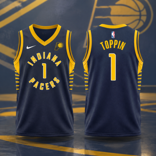 Custom Printed Indiana Pacers Obi Toppin Basketball Jersey V2 - All-Over Print