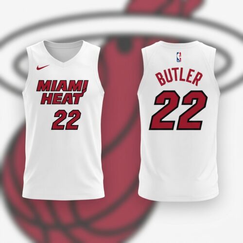 Custom Printed Miami Heat Basketball Jersey - Association Edition White