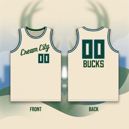Custom Printed Bucks #00 Cream City Basketball Jersey for Men