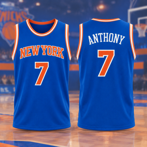 Custom Printed NBA Men's Carmelo Anthony New York Knicks Hardwood Classics Basketball Jersey