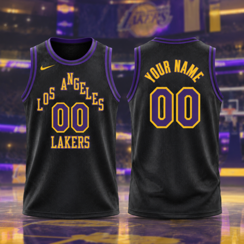 Los Angeles Lakers Custom Printed Basketball Jersey Black City Edition 2023/24
