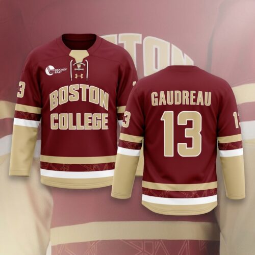 Custom Printed Boston College Eagles Johnny Gaudreau #13 Maroon Hockey Jersey