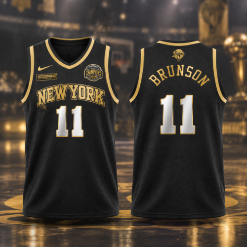 New York Knicks Jalen Brunson 2026 Eastern Conference Champions Printed Basketball Jersey - Black Limited Edition