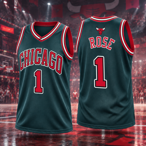 Custom Printed Derrick Rose Chicago Bulls Hardwood Classics Basketball Jersey