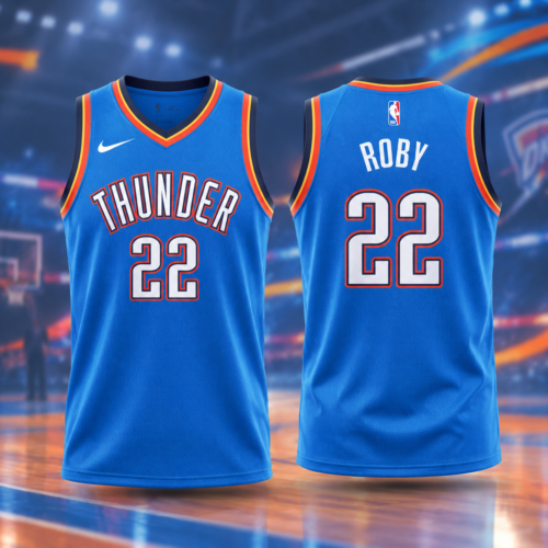 Custom Printed Thunder Isaiah Roby Icon Edition Blue Basketball Jersey