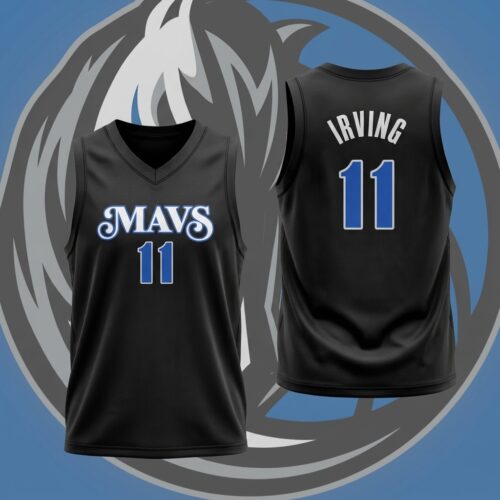 Custom Printed Kyrie Irving 11 Dallas Mavericks 2023/24 City Edition Basketball Jersey - Black