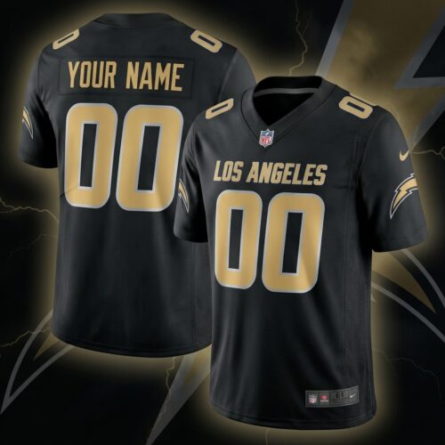 Custom Printed Los Angeles Chargers Black Golden Edition Football Jersey