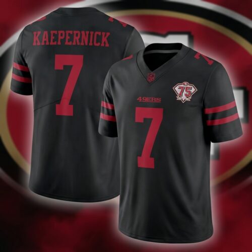 Custom Printed Colin Kaepernick San Francisco 49ers Black 75th Anniversary Football Jersey