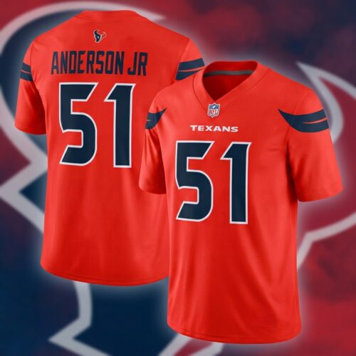 Custom Printed Will Anderson Jr. Houston Texans Alternate Game Jersey Red
