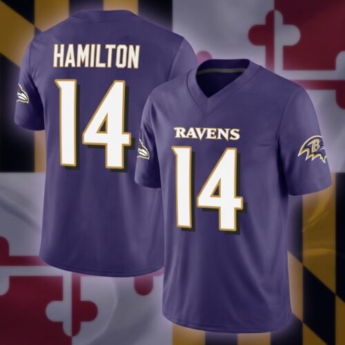 Custom Printed Baltimore Ravens 2024 Maryland Flag Football Jersey Kyle Hamilton Purple
