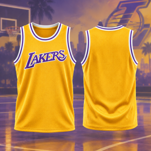 Custom Printed Gold Los Angeles Lakers Basketball Jersey for Adults