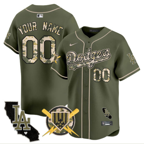 Los Angeles Dodgers Armed Forces Day Vapor Premier Limited Custom Jersey - All Stitched