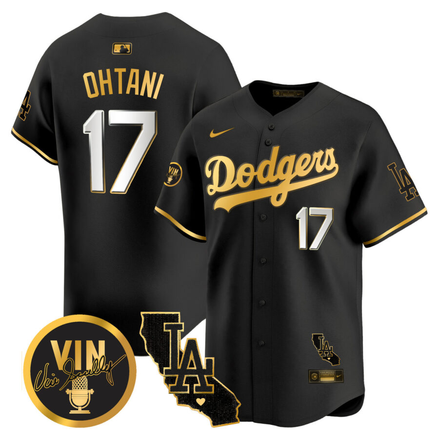 Men's Los Angeles Dodgers Vin & California Patch Gold Vapor Premier Limited Jersey - All Stitched