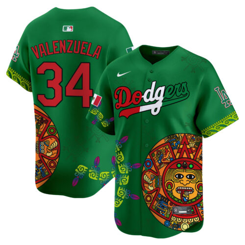 Men's Los Angeles Dodgers Mexico Aztec Calendar Vapor Premier Limited Jersey - Printed