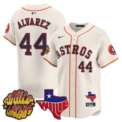 Men's Houston Astros 'Willie Nelson Patch' Vapor Premier Limited Jersey - All Stitched