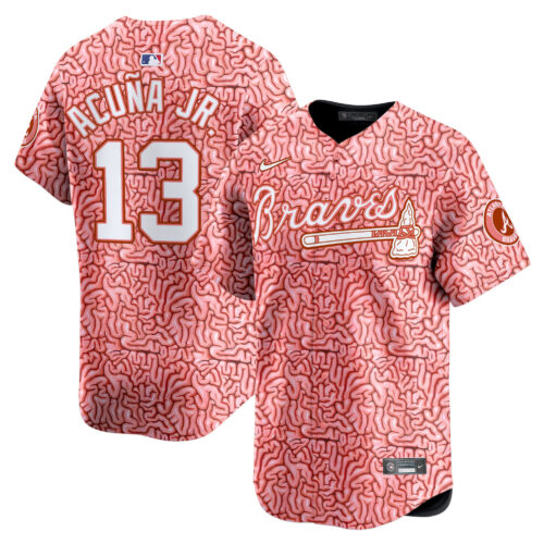 Atlanta Braves Halloween Natural Pink Brains Vapor Premier Limited Jersey - Printed
