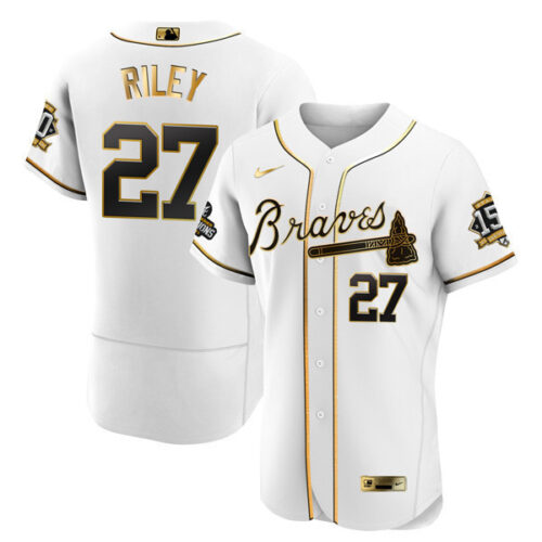 Atlanta Braves World Series Champion White Gold Flex Base Jersey 2021 - Stitched
