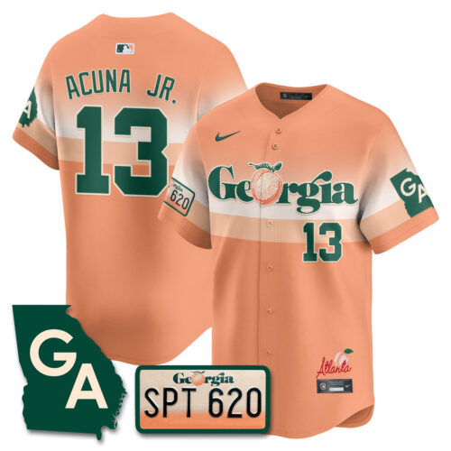 Men's Atlanta Braves Peach Plates - Georgia Peaches Vapor Premier Limited Jersey - Printed