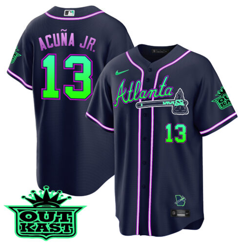 Men's Atlanta Braves Outkast Cool Base Jersey V3 - Galaxy Version - Stitched