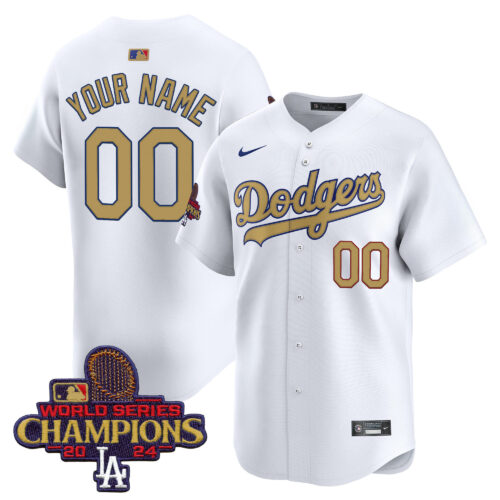 Los Angeles Dodgers 2025 Gold Vapor Premier Limited Custom Jersey - All Stitched