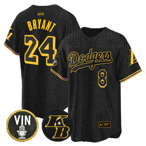 Men's Los Angeles Dodgers Bryant & Vin Patch Cool Base Mamba Jersey - All Stitched