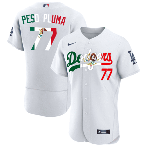 Men's #77 Peso Pluma LA Los Angeles Dodgers Special Mexico Jersey
