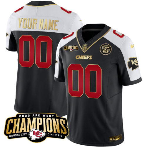Kansas City Chiefs 2023 AFC West Champions Patch Vapor Limited Custom Jersey V2 - All Stitched