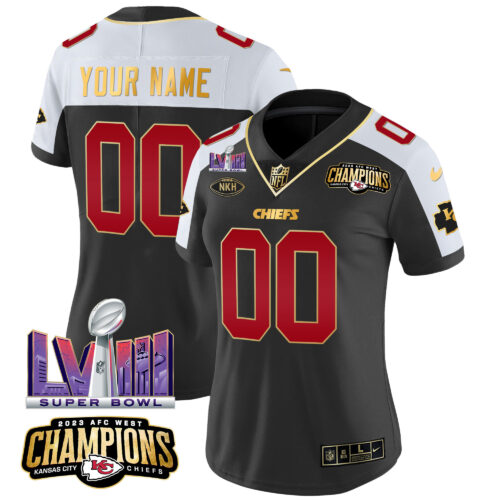 Kansas City Chiefs AFC West Champions & Super Bowl LVIII Patch Vapor Custom Jersey - All Stitched