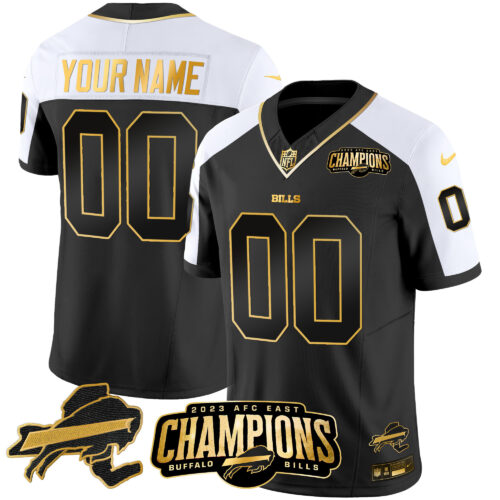 Buffalo Bills 2023 AFC East Champions Patch Gold Vapor Custom Jersey V2 - All Stitched