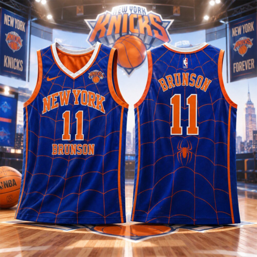 Jalen Brunson Merch X Spider Man New York Knicks City Jersey Shirt Gift For Jalen Brunson Fans